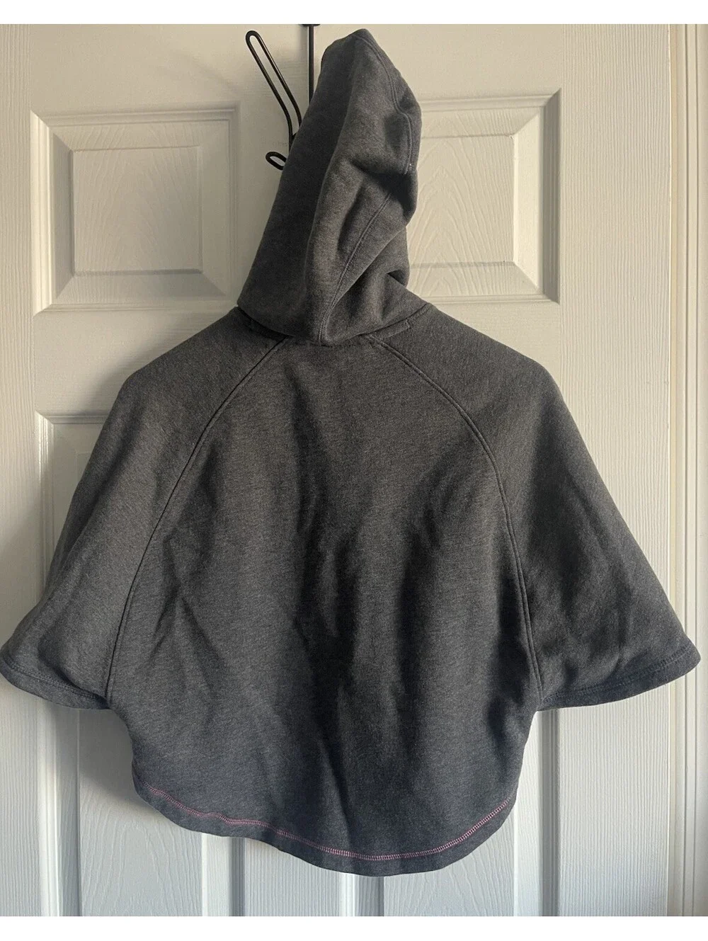 Gap Fit Dry Poncho Girls Sz S 6-7 Hoodie Pullover Tie Sweatshirt Gray Pink